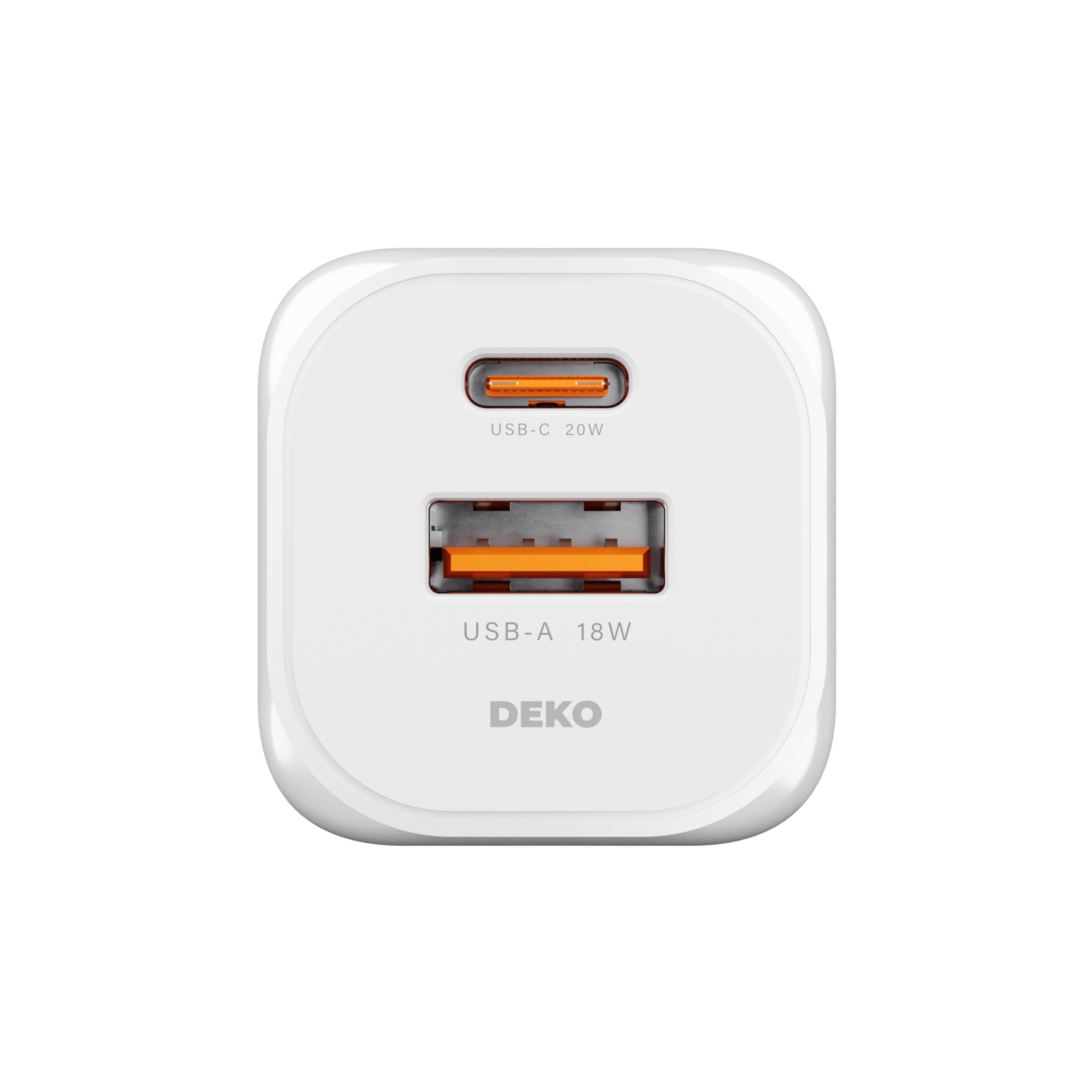 DEKO Ładowarka NANO 20W GaN Fast - 1x USB-C 1x USB-A Biała (DC202PCAWA) - Szybkie ładowanie 20W, porty USB-C i USB-A. Zabezpieczenie przed przegrzaniem. Idealna do iPhone i Samsung.