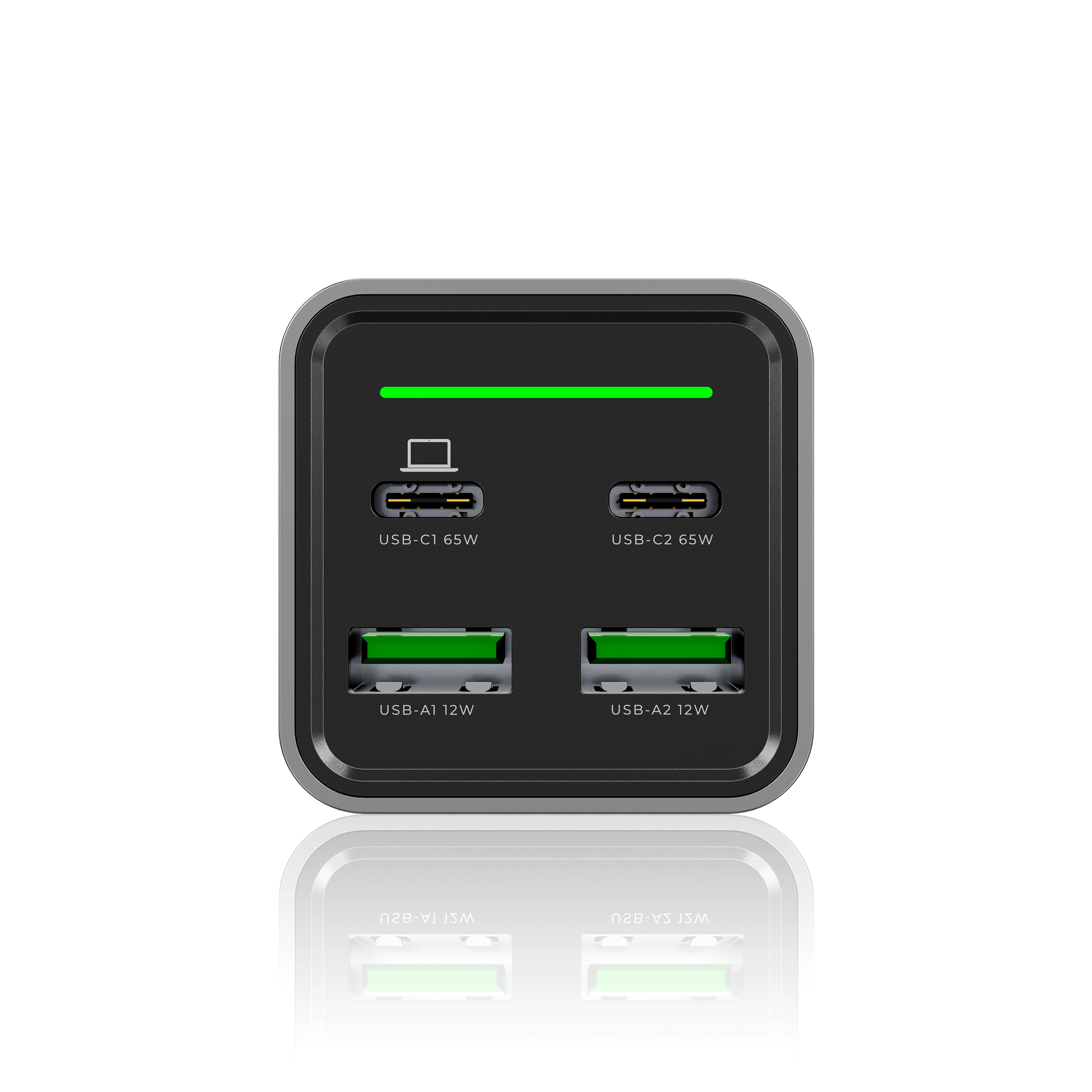 DEKO Ładowarka DESKTOP 65W GaN Fast - 2x USB-C 2x USB-A (DC654P2C2ABA) - Szybkie ładowanie do czterech urządzeń. Lekka konstrukcja, 65W mocy. Idealna do podróży i pracy. Zestaw z kablem w komplecie.