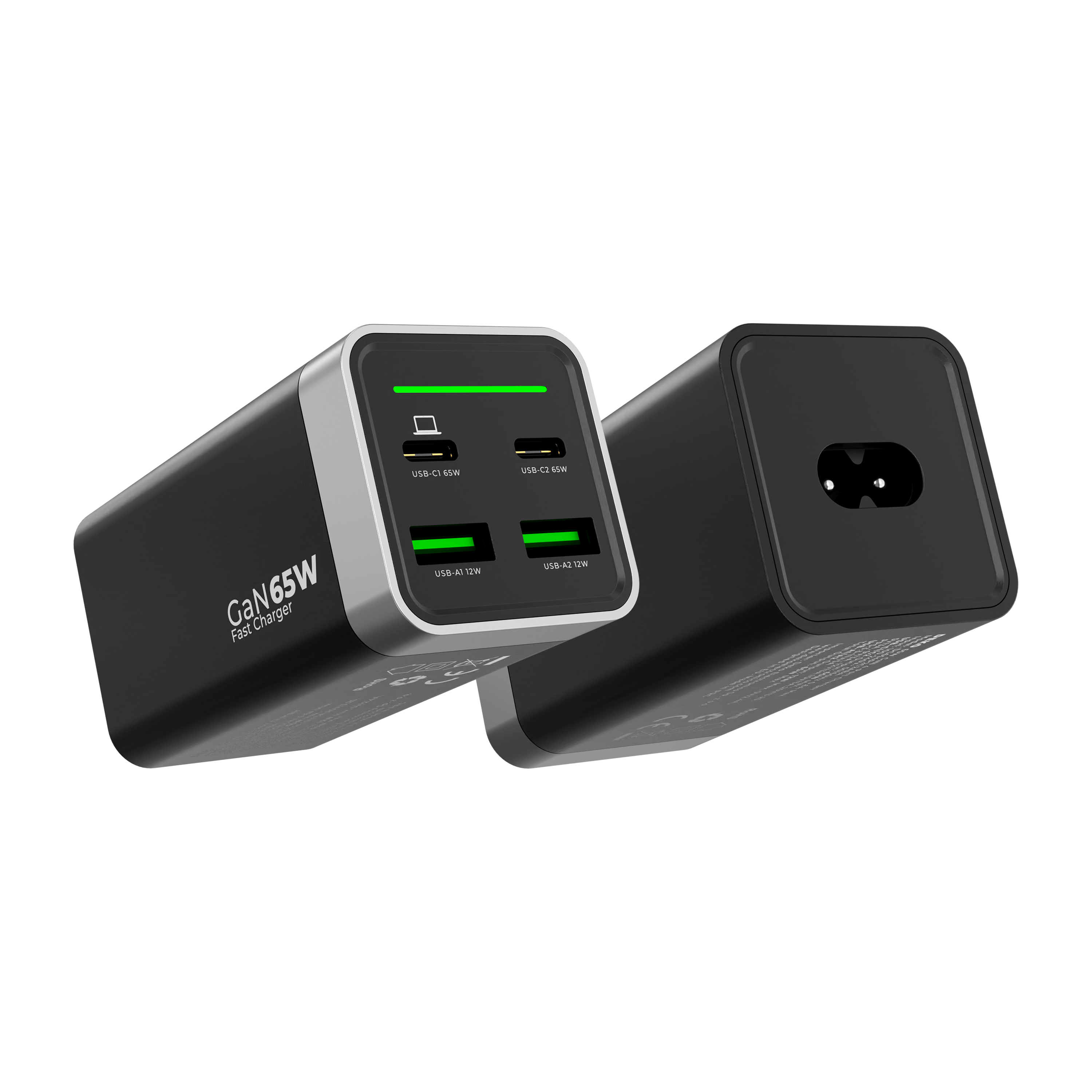 DEKO Ładowarka DESKTOP 65W GaN Fast - 2x USB-C 2x USB-A (DC654P2C2ABA) - Szybkie ładowanie do czterech urządzeń. Lekka konstrukcja, 65W mocy. Idealna do podróży i pracy. Zestaw z kablem w komplecie.