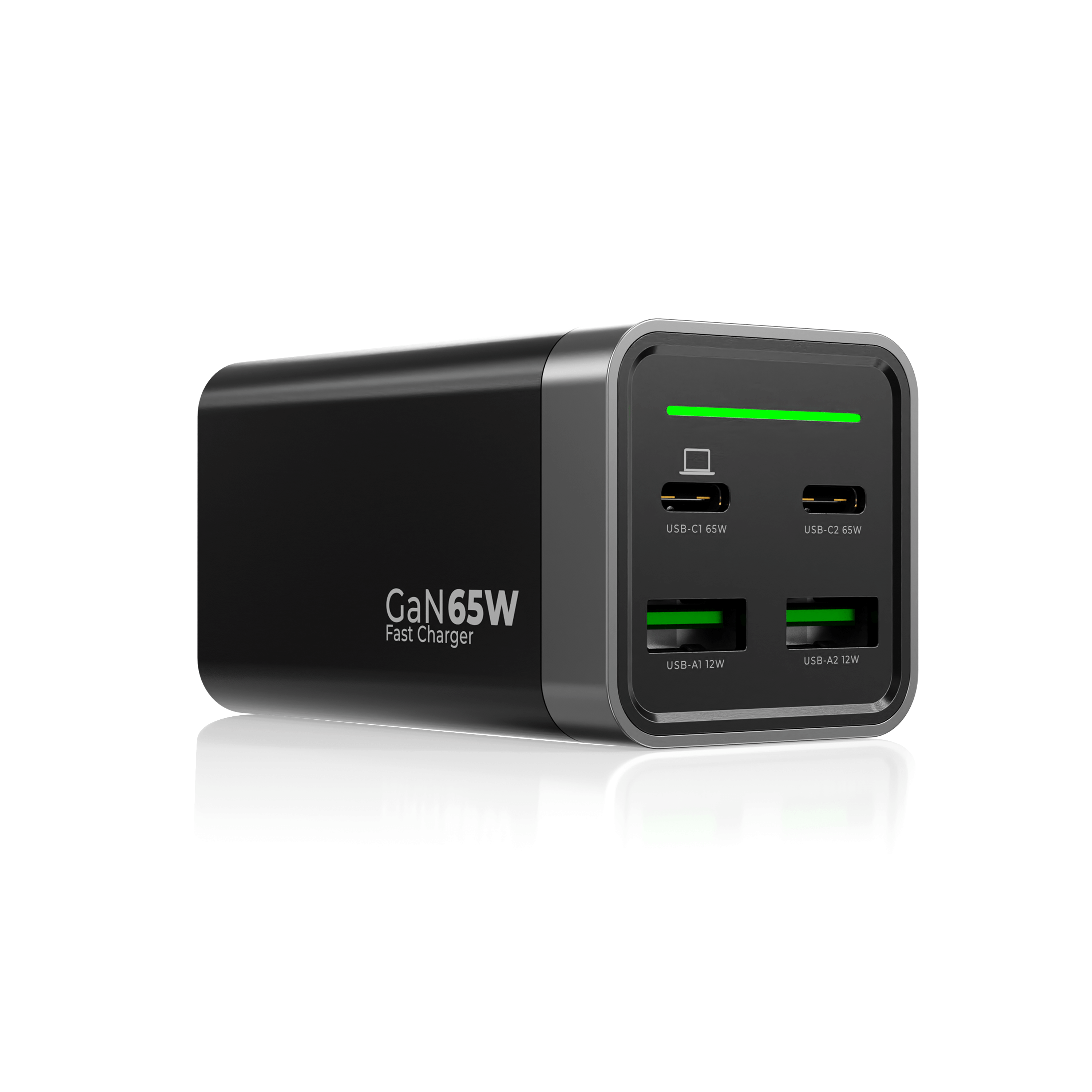 DEKO Ładowarka DESKTOP 65W GaN Fast - 2x USB-C 2x USB-A (DC654P2C2ABA) - Szybkie ładowanie do czterech urządzeń. Lekka konstrukcja, 65W mocy. Idealna do podróży i pracy. Zestaw z kablem w komplecie.