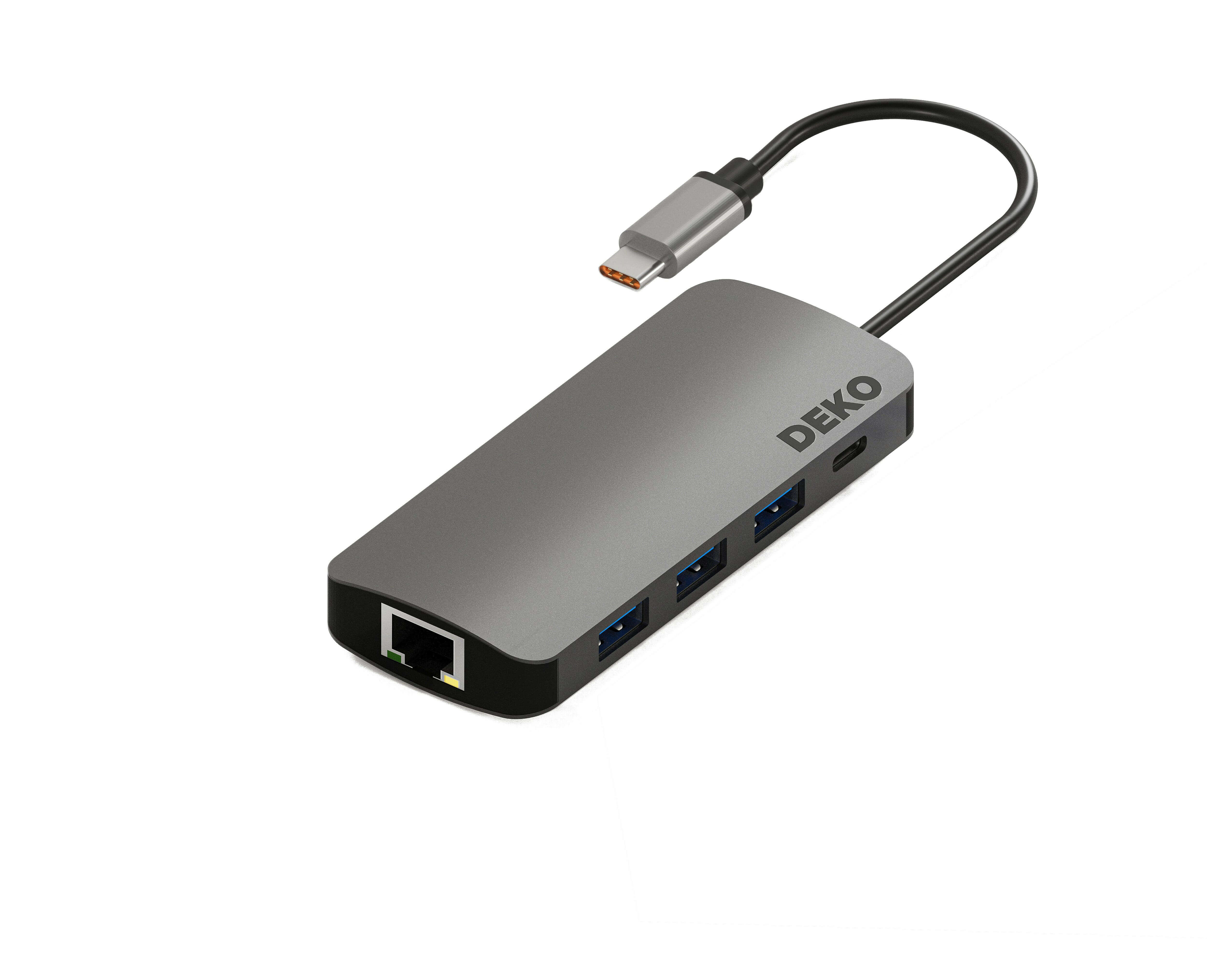 DEKO Hub BUSINESS USB-C 8w1 (HC8XBA) - Poznaj DEKO BUSINESS Hub USB-C 8w1 – zaawansowaną stację dokującą z 8 portami, w tym HDMI (4K@60Hz), USB-C Power Delivery (100W), 3x USB-A 3.1, LAN (RJ-45 1Gbps) oraz slotami na karty SD i Micro SD. Idealne połączeni