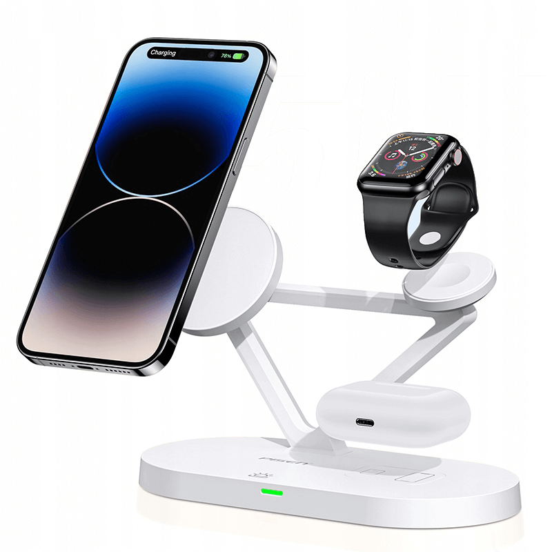 PISEN Ładowarka Magsafe Station - Bezprzewodowa stacja ładująca 3w1 z funkcją lampki nocnej 15W (TP-C24) - ✅Estetyczny design – pasuje do każdego wnętrza, idealna do przytulnej sypialni czy nowoczesnego biura, łącząc funkcjonalność z elegancją. Wyposażona