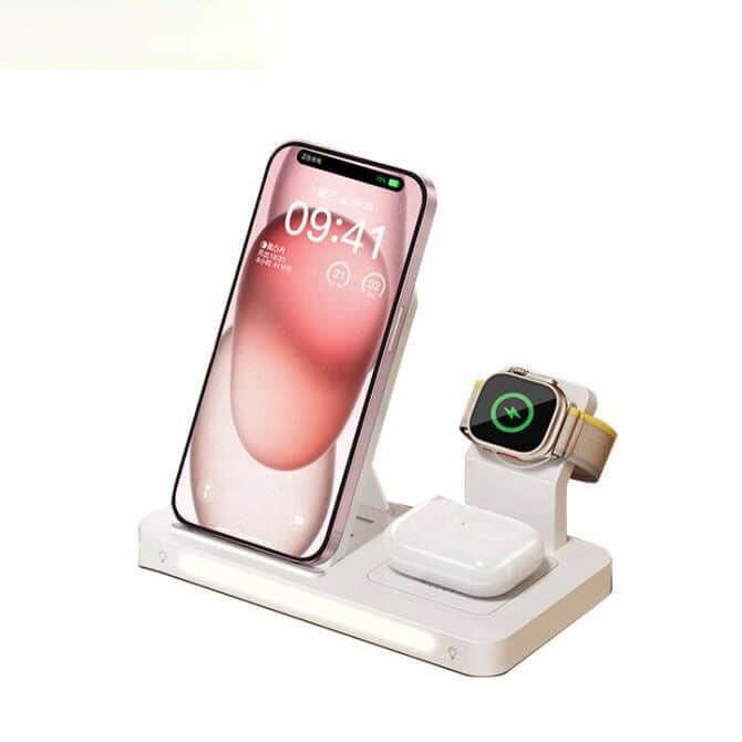 PISEN Ładowarka Magsafe Station - Bezprzewodowa stacja ładująca 3w1 Biała (XY-C56W) - Wireless Charger 3in1 Pisen to idealne rozwiązanie dla osób ceniących funkcjonalność i nowoczesny design. Posiada wbudowaną nocną lampkę z regulacją jasności oraz składa