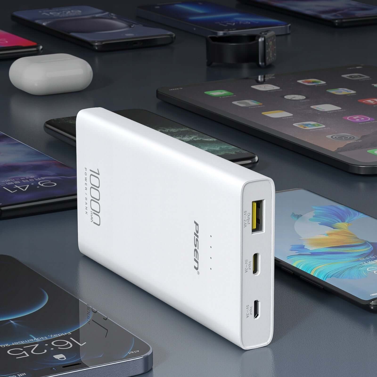 Powerbank-TS-D324-10000mAh-12W-PD-QC-USB-Micro-USB-C-Bialy-do-iPhone-APPLE-Stan-opakowania-oryginalne.jpg - DEKO ELECTRONICS