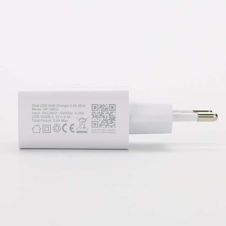 PISEN Ładowarka z podwójnym portem USB 2.4A (MF-08EU) - ✅Uniwersalna kompatybilność – ładowarka PISEN 2.4A obsługuje szeroki wachlarz urządzeń, takich jak iPhone, Samsung, Xiaomi, Huawei, Oppo, oraz umożliwia jednoczesne ładowanie dwóch sprzętów. ✅Szybkie