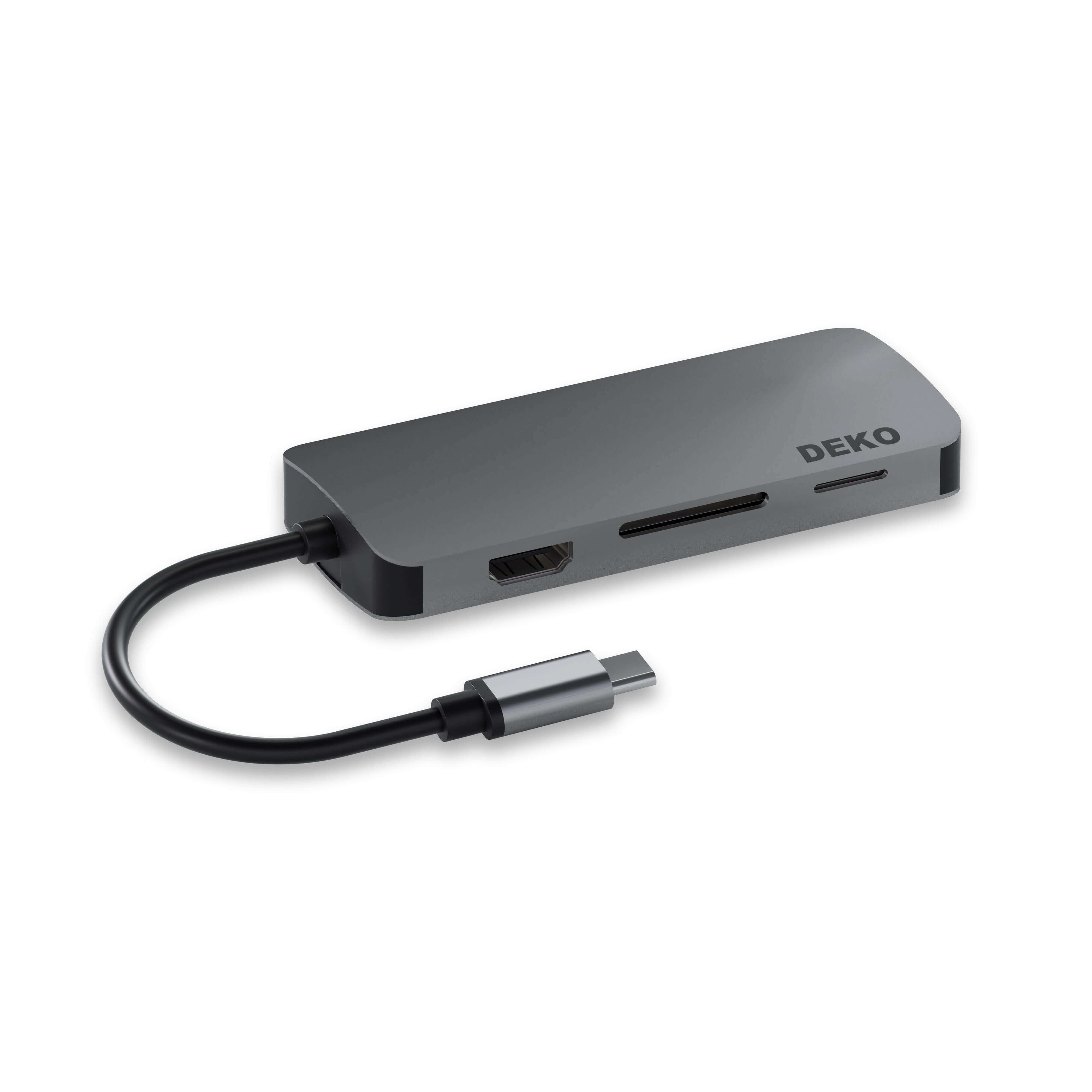 DEKO Hub BUSINESS USB-C 8w1 (HC8XBA) - Poznaj DEKO BUSINESS Hub USB-C 8w1 – zaawansowaną stację dokującą z 8 portami, w tym HDMI (4K@60Hz), USB-C Power Delivery (100W), 3x USB-A 3.1, LAN (RJ-45 1Gbps) oraz slotami na karty SD i Micro SD. Idealne połączeni