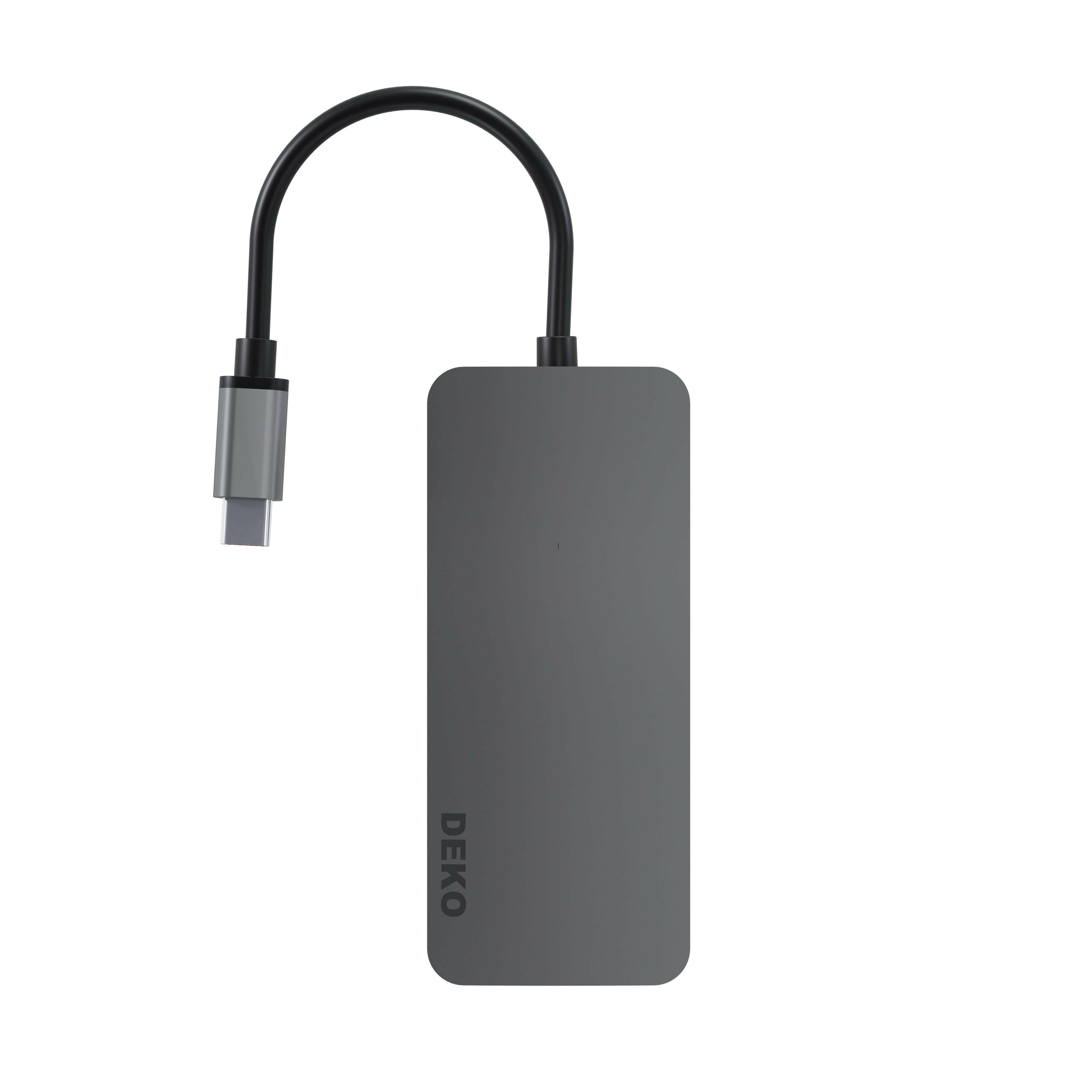 DEKO Hub BUSINESS USB-C 8w1 (HC8XBA) - Poznaj DEKO BUSINESS Hub USB-C 8w1 – zaawansowaną stację dokującą z 8 portami, w tym HDMI (4K@60Hz), USB-C Power Delivery (100W), 3x USB-A 3.1, LAN (RJ-45 1Gbps) oraz slotami na karty SD i Micro SD. Idealne połączeni