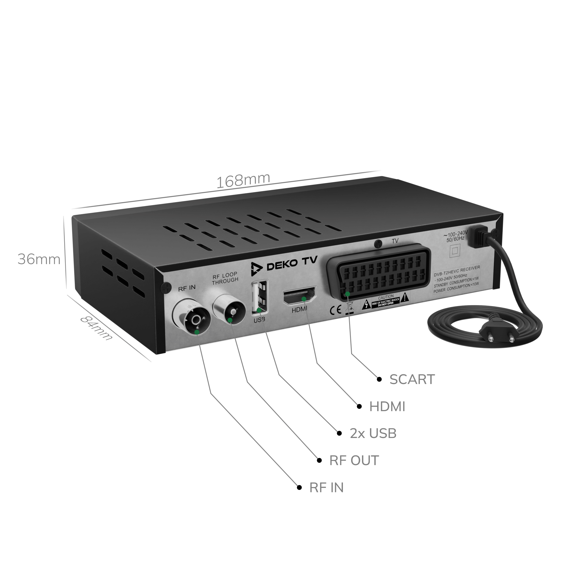 DEKO TV PRO 2 Dekoder DVB-T2 HEVC z WiFi Dekoder Telewizji Naziemnej do Telewizora