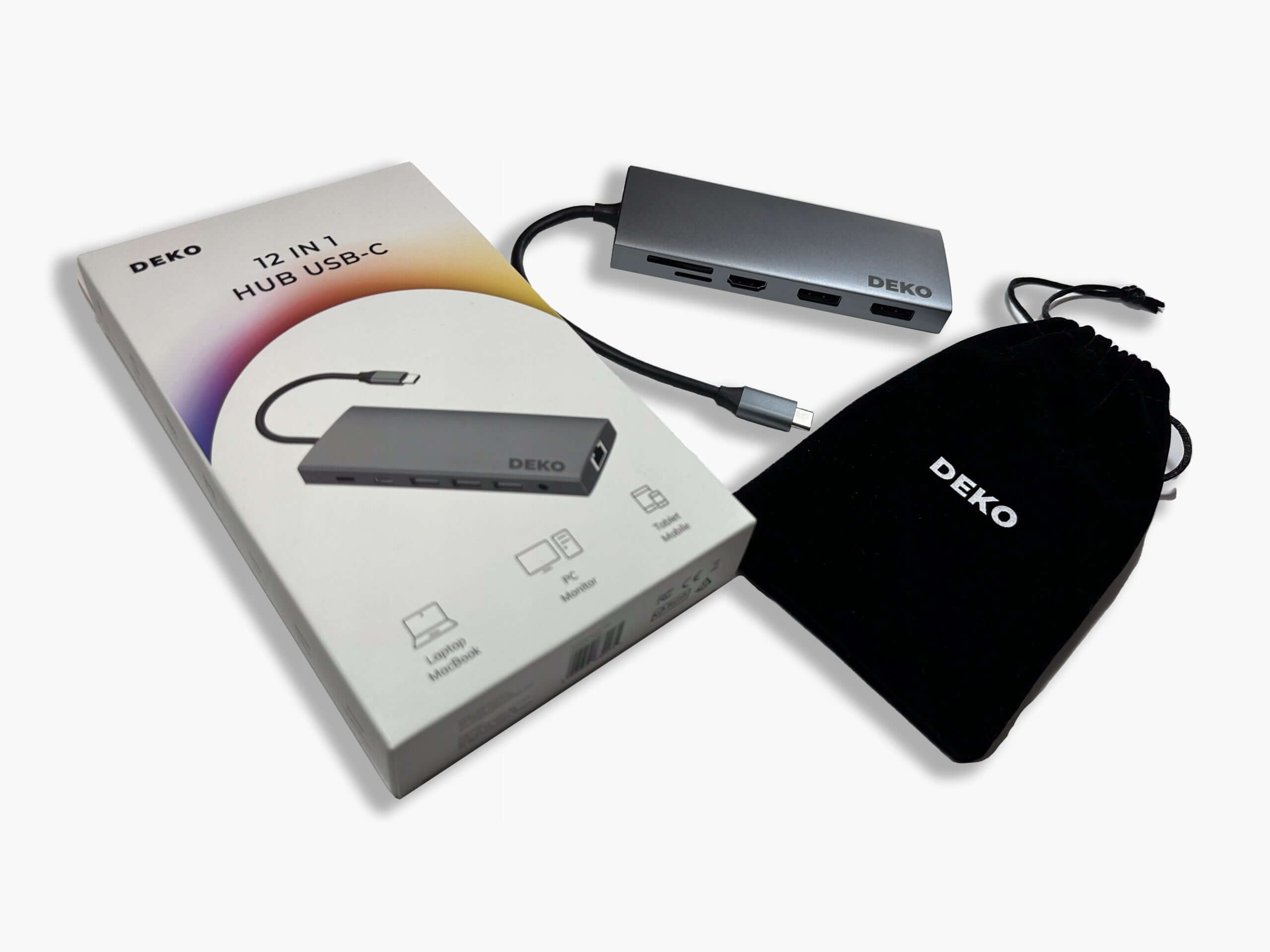 DEKO Hub PRO USB-C 12w1 (HC12XPA) - ✅Wszechstronność i uniwersalna kompatybilność – współpracuje z urządzeniami wyposażonymi w port USB-C, w tym laptopami, tabletami i smartfonami, oraz obsługuje Samsung DeX. ✅Obsługa 4K przez HDMI – wyjście HDMI o rozdzi