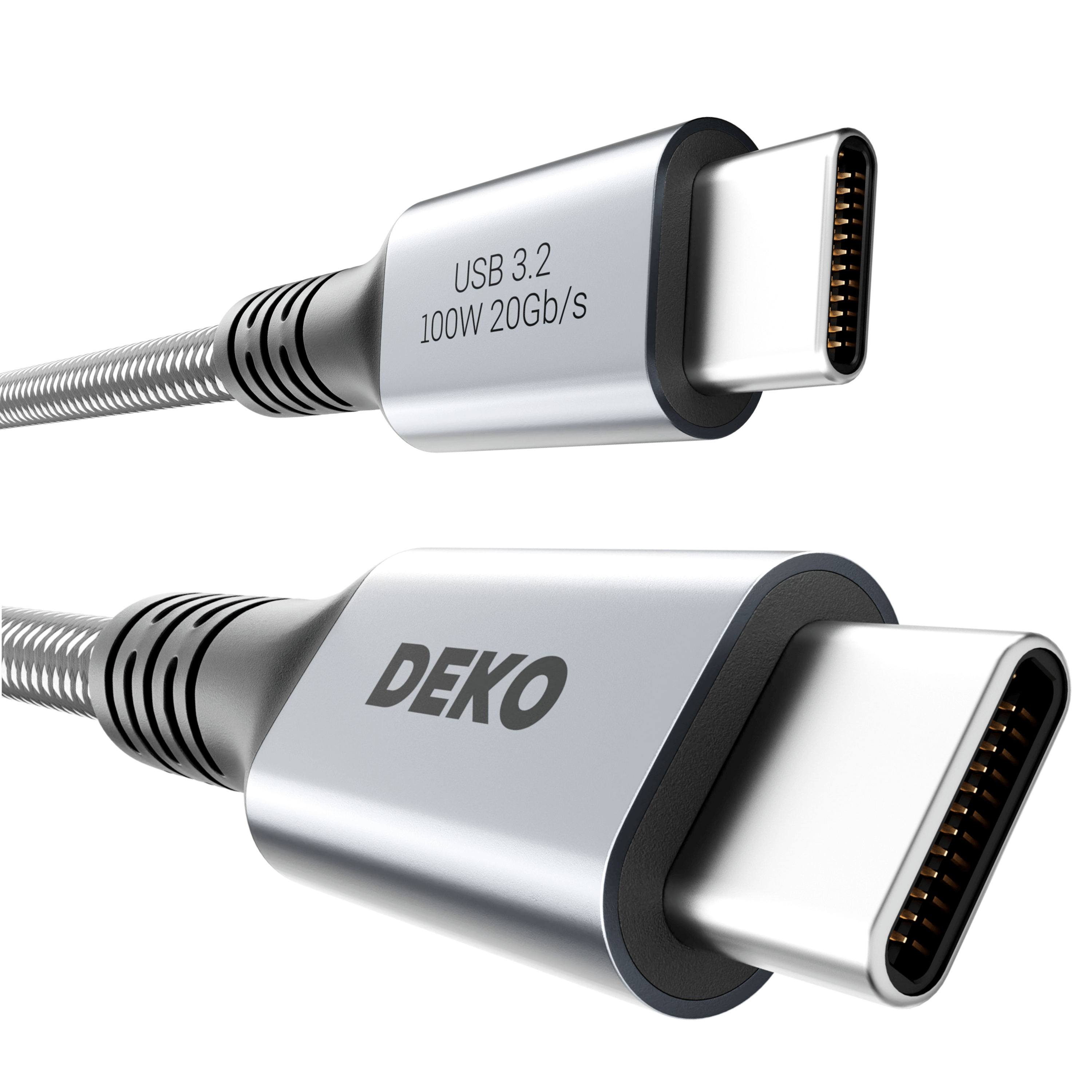 DEKO Kabel USB-C USB 3.2 (100W, 20 Gbps) - Kabel DEKO USB-C obsługuje szybkie ładowanie 100W dla urządzeń takich jak MacBook Pro/Air oraz Samsung Galaxy S24. Zapewnia prędkość transferu danych na poziomie 2500 MB/s (20 Gbps) oraz wyjście wideo 4K UHD przy