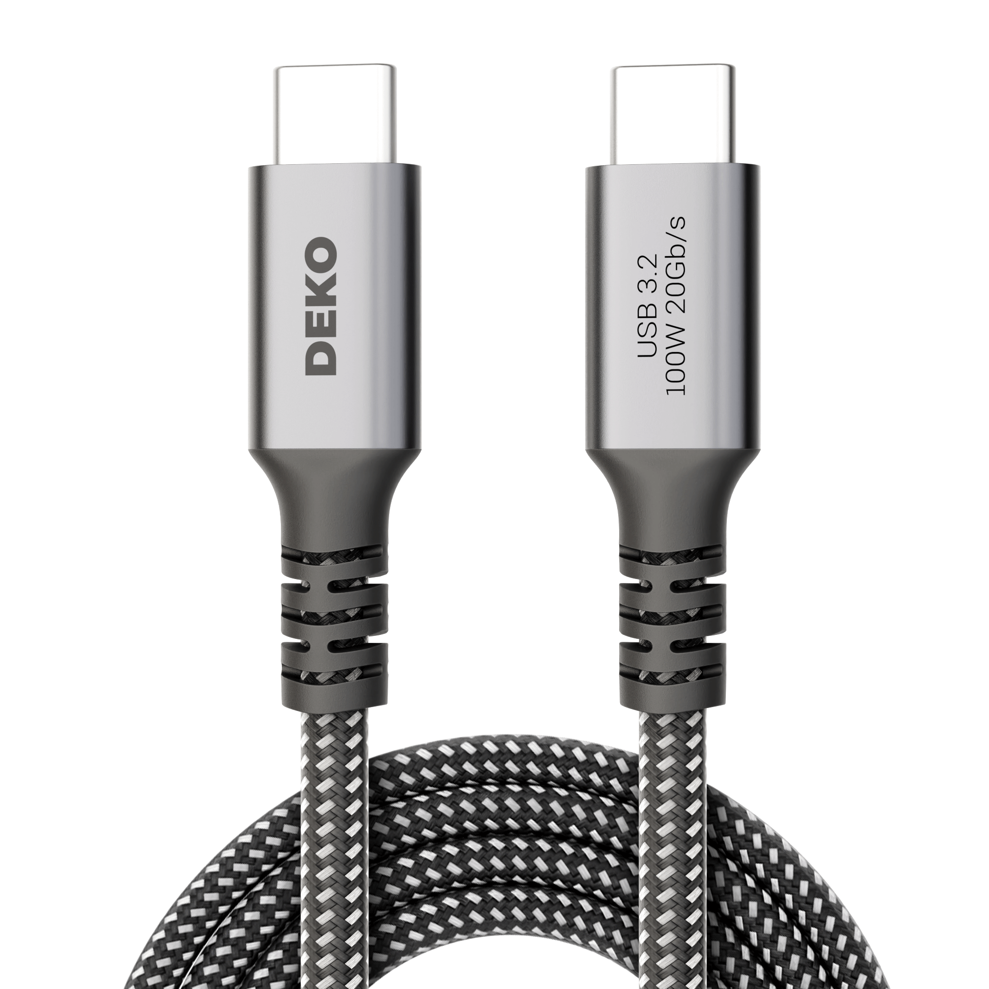 DEKO Kabel USB-C USB 3.2 (100W, 20 Gbps) - Kabel DEKO USB-C obsługuje szybkie ładowanie 100W dla urządzeń takich jak MacBook Pro/Air oraz Samsung Galaxy S24. Zapewnia prędkość transferu danych na poziomie 2500 MB/s (20 Gbps) oraz wyjście wideo 4K UHD przy