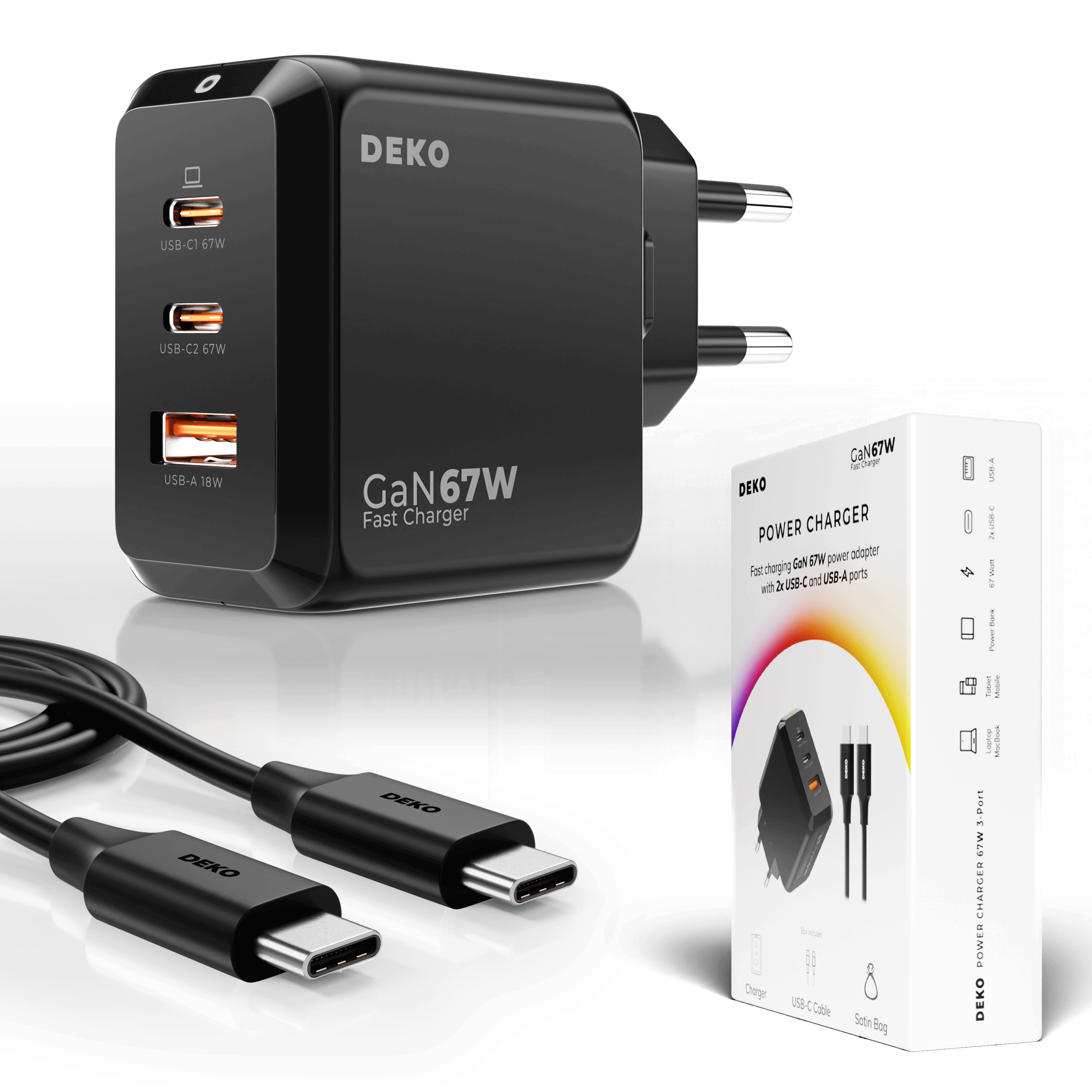 TESSAN Cargador de Carga Rápida USB C, 65W Estación de Carga Rapida con TESSAN Cargador de Carga Rápida USB C, 65W Estación de Carga Rapida con