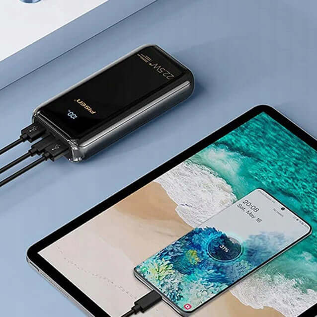 SZYBKI-POWERBANK-PISEN-LED-20000-mah-22-5W-USB-C-MICRO-USB-PD-QC-CZARNY-Model-BL-D98LS.jpg - DEKO ELECTRONICS