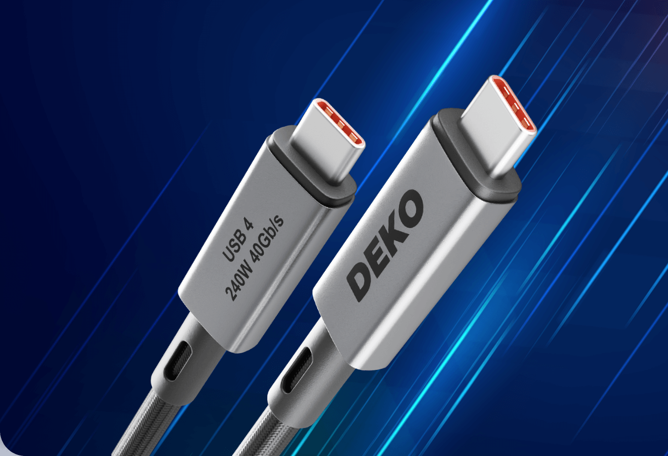 DEKO Kabel USB-C USB 4 (240W, 40 Gbps) - DEKO Kabel USB-C USB 4 (240W, 40 Gbps). Kompatybilny z MacBookami, urządzeniami Samsunga, dronami, tabletami i wieloma innymi.