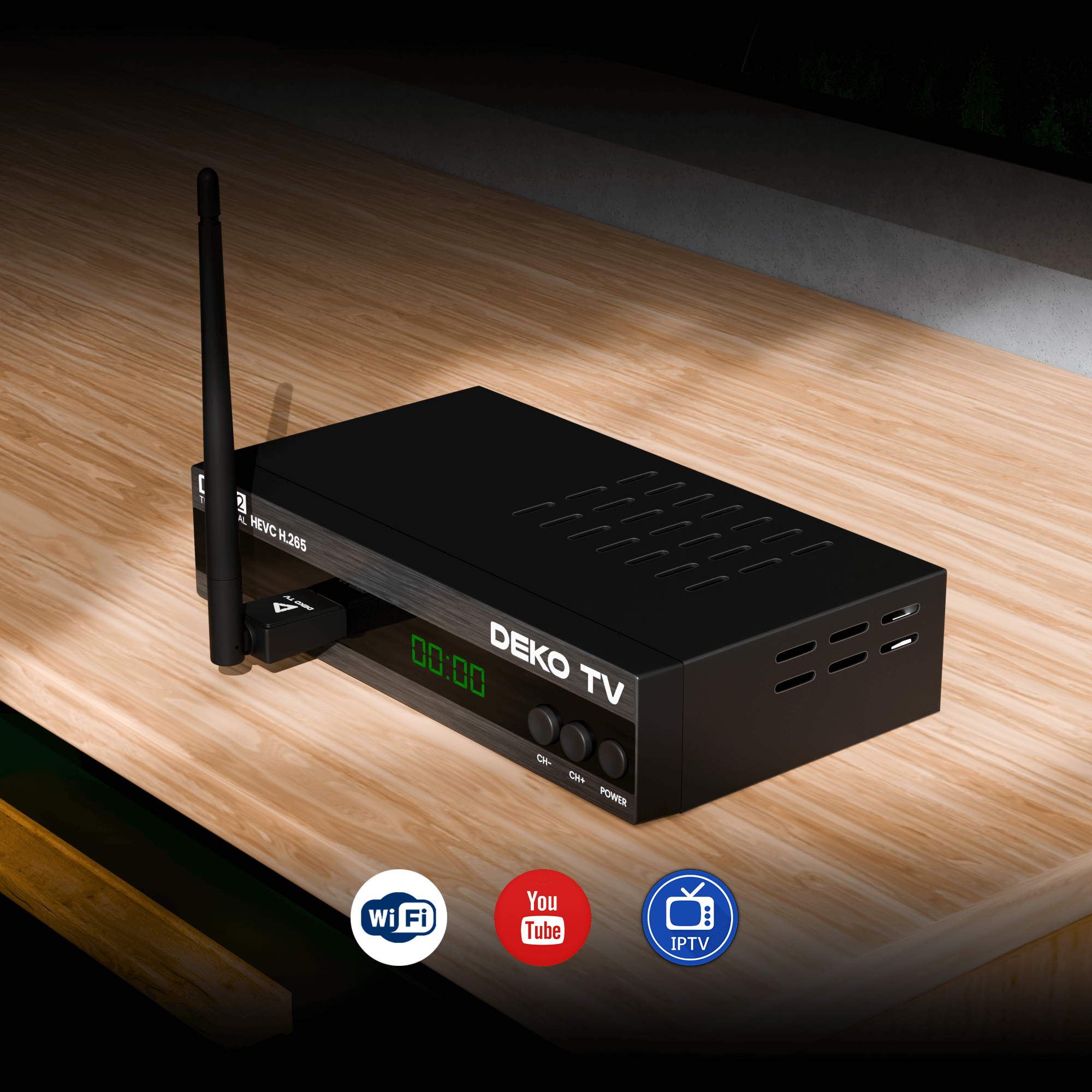 DEKO TV PRO 2 Dekoder DVB-T2 HEVC z WiFi Dekoder Telewizji Naziemnej do Telewizora